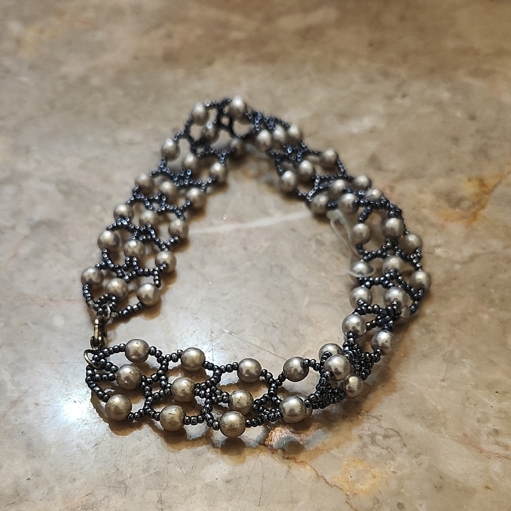 Elegant Black and Silver Beaded Bracelet